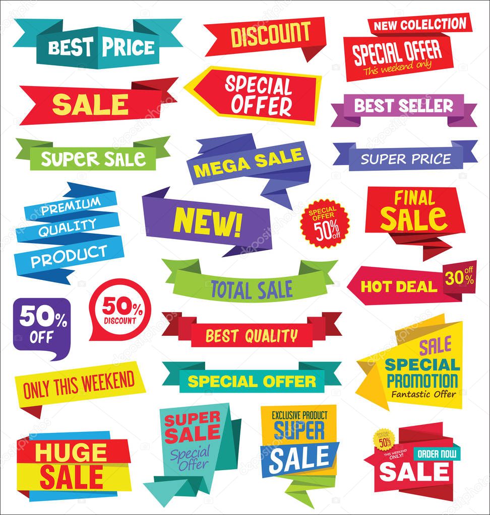 Super Sale discount labels tags and stickers collection