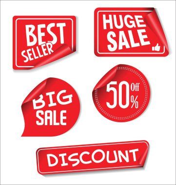 Satış indirim Etiketler ve stickerlar kırmızı koleksiyonu