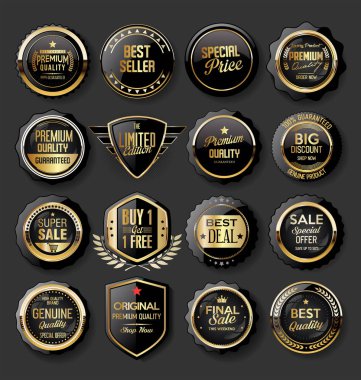 Siyah ve Altın Rozetler Süper Satış Koleksiyonu