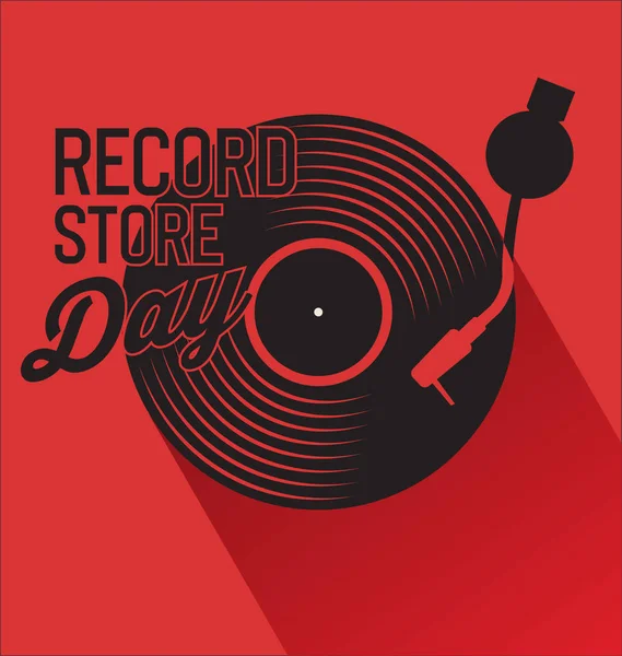 Record Store Día Retro Plantilla Vintage Ilustración — Archivo Imágenes Vectoriales