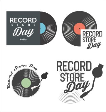 Retro vinil plak mağazası arkaplan koleksiyonu 