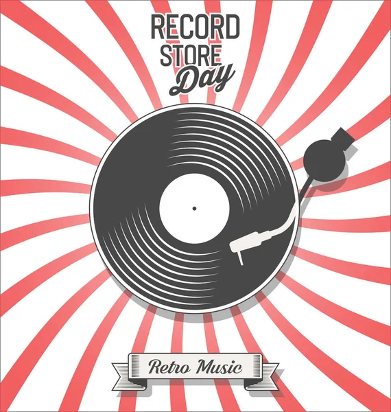 Retro Vinyl Platenzaak Dag Achtergrond — Stockvector