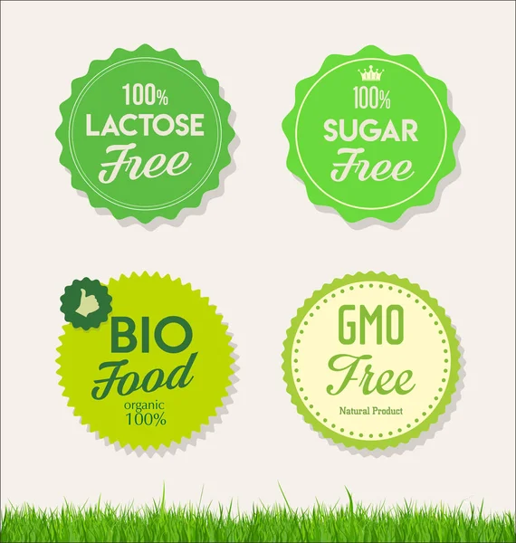 Healthy Natural Food Labels Organic Tags — Stock Vector