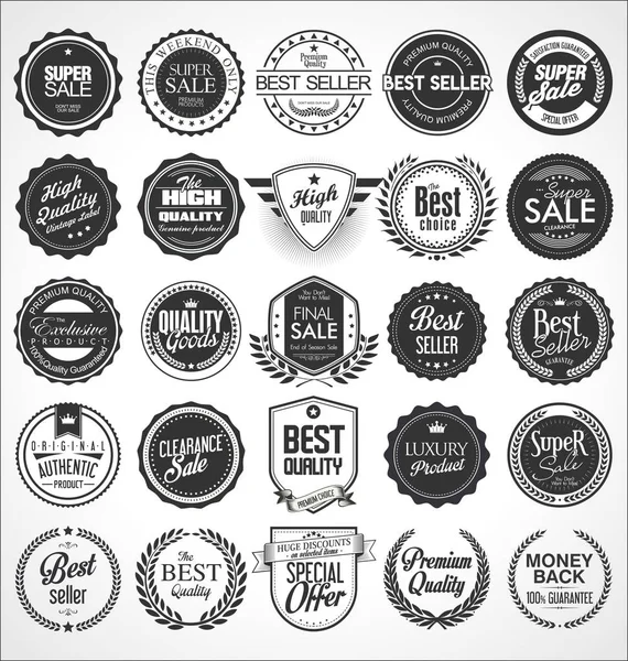 Emblemas Rótulos Vintage Retro — Vetor de Stock