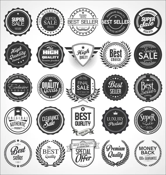 Placas Etiquetas Retro Vintage — Archivo Imágenes Vectoriales