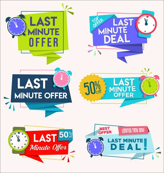 Modern Colorful Tags Stickers Last Minute Offer — Stock Vector