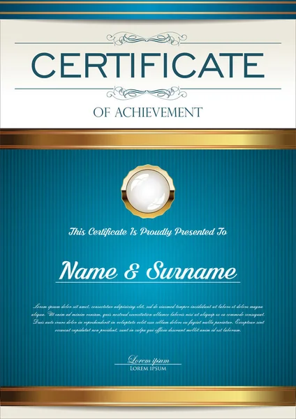 Certificaat Diploma Retro Vintage Sjabloon — Stockvector