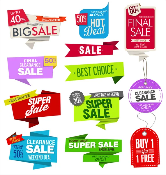 Venta Banner Plantillas Diseño Oferta Especial Etiquetas Colección — Vector de stock