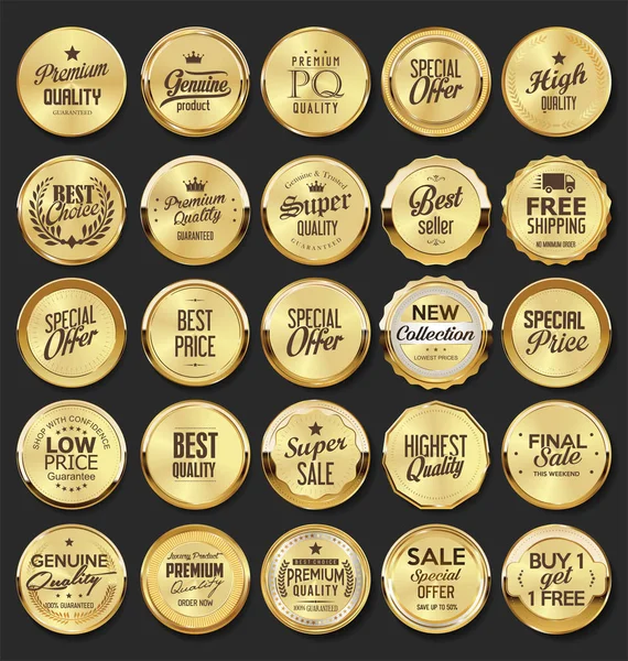 Altın Rozet Etiket Koleksiyonu — Stok Vektör