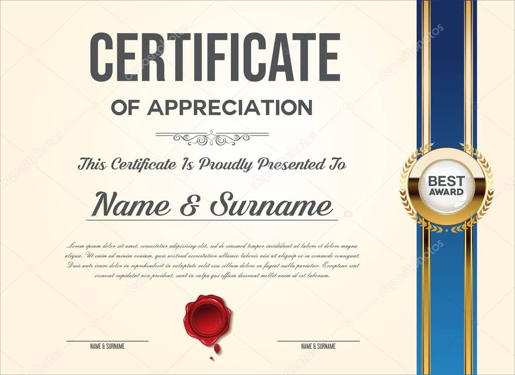 Certificate or diploma retro vintage template 
