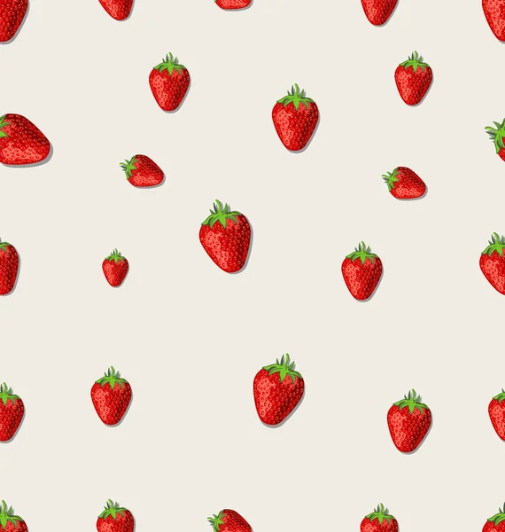 Aardbeien Fruit Een Witte Achtergrond Naadloos Patroon — Stockvector