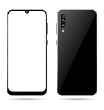 Boş ekran beyaz arka plan üzerinde izole ile gerçekçi smartphone