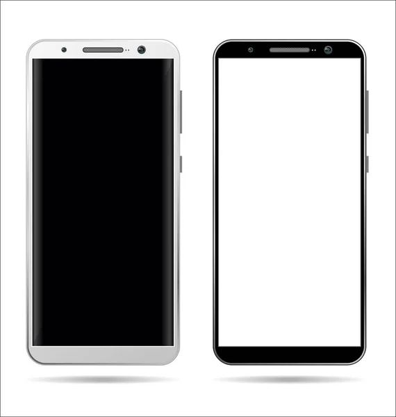 Smartphone Realista Con Pantalla Blanco Aislado Sobre Fondo Blanco — Vector de stock