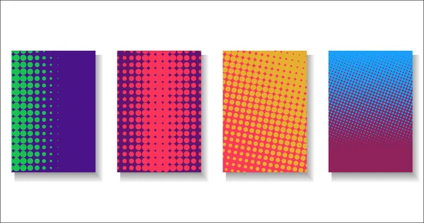 Puntos Medio Tono Moderno Colorido Diseño Futuros Patrones Geométricos — Archivo Imágenes Vectoriales