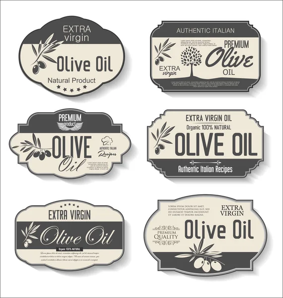 橄榄油复古老式标签集合 — 图库矢量图片