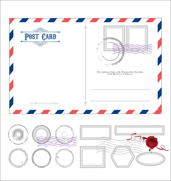 Άδειο Ρετρό Σχέδιο Κάρτας Ταχυδρομείου — Διανυσματικό Αρχείο