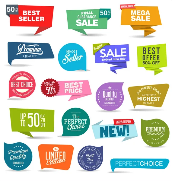 Modern Sale Stickers Tags Colorful Collection — Stock Vector