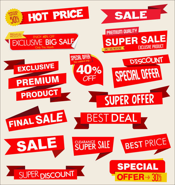 Collection of sale discount and promotion banners and labels