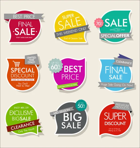 Collectie Van Sale Korting Promotie Banners Etiketten — Stockvector