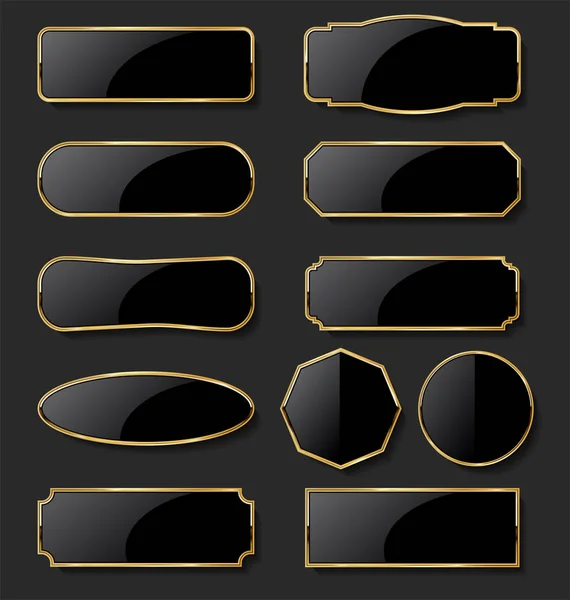 黒を基調とした金色の金属板コレクション — ストックベクタ