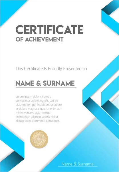 Certificado Diploma Plantilla Diseño Moderno — Vector de stock