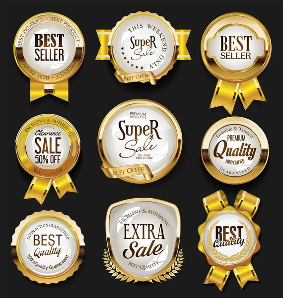 Collection Various Badges Labels — Stock Vector