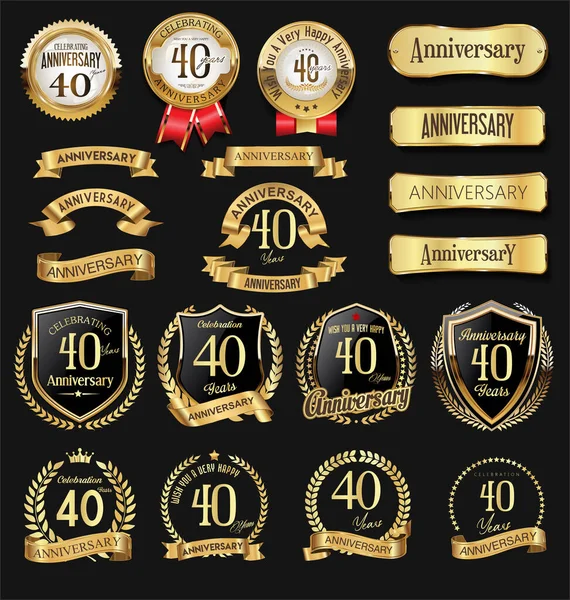 Collezione Anniversario Logo Oro Emblema Celebrazione — Vettoriale Stock