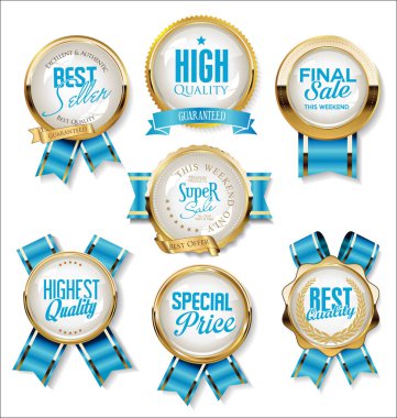 Antika altın rozetler etiketler ve kalkanlar 