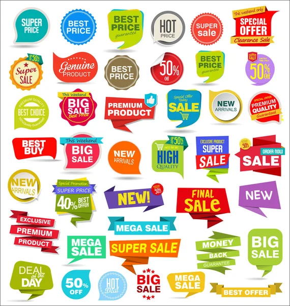 Moderne Verkoop Stickers Tags Banners Badges Collectie — Stockvector