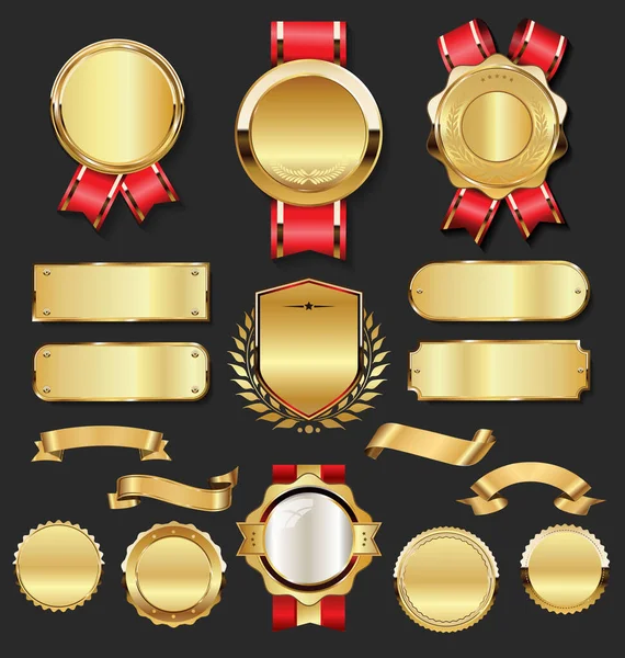 Retro Vintage Gouden Badges Labels — Stockvector