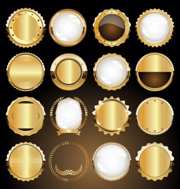 Altın rozet ve etiketler antika koleksiyonu