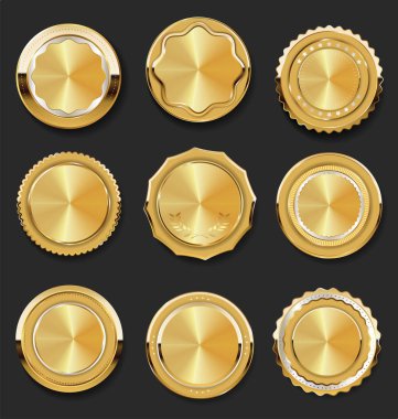 Altın rozet ve etiket koleksiyonu 