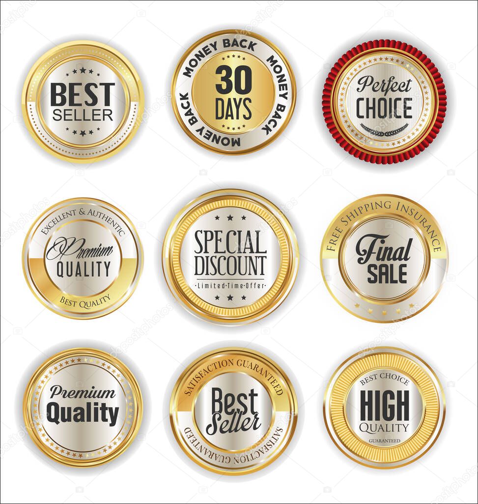 Luxury premium golden badges and labels collection 