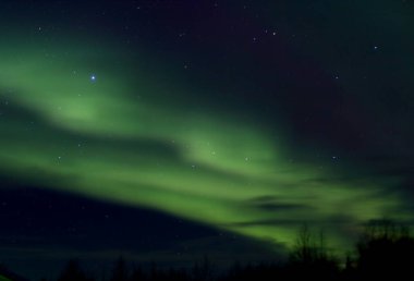 Kuzey Kutup Dairesi Arkasında Aurora Borealis
