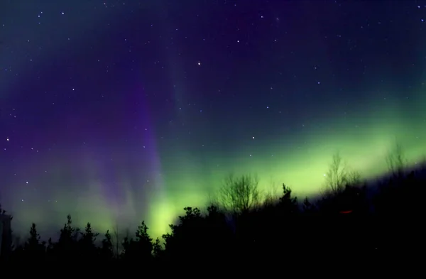 Kuzey Kutup Dairesi Arkasında Aurora Borealis