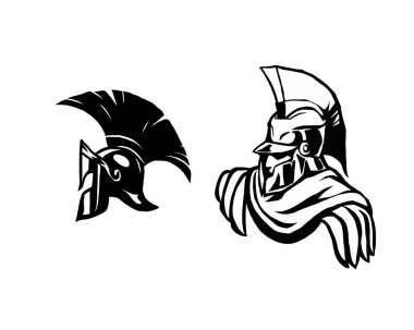 Spartans helmet full face silhouette. clipart