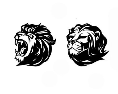Aslan başı. Logo vektör şablonunun. Yaratıcı illüstrasyon.