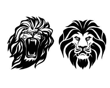 Aslan başı. Logo vektör şablonunun. Yaratıcı illüstrasyon.