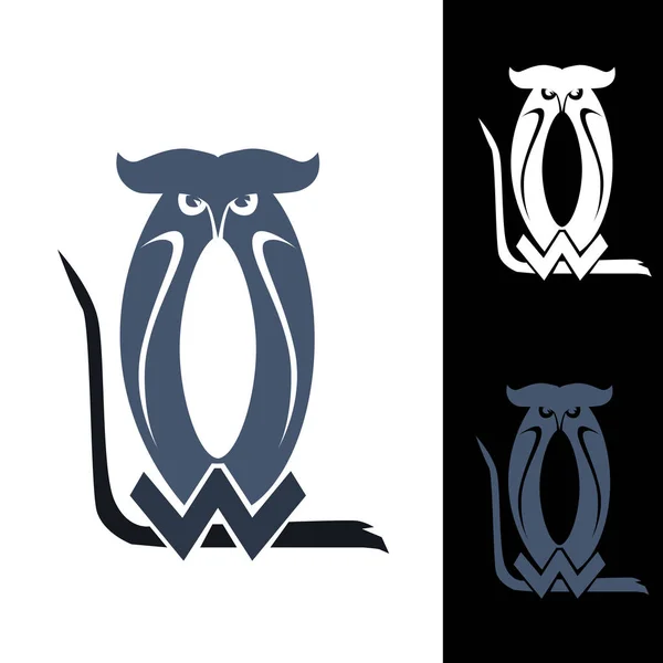 手紙のようなフクロウのロゴ — ストックベクタ