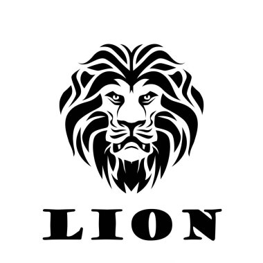 Aslan başı. Logo vektör şablonunun. Yaratıcı illüstrasyon.