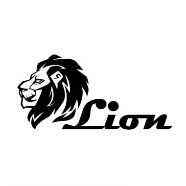 Aslan başı. Logo vektör şablonunun. Yaratıcı illüstrasyon.