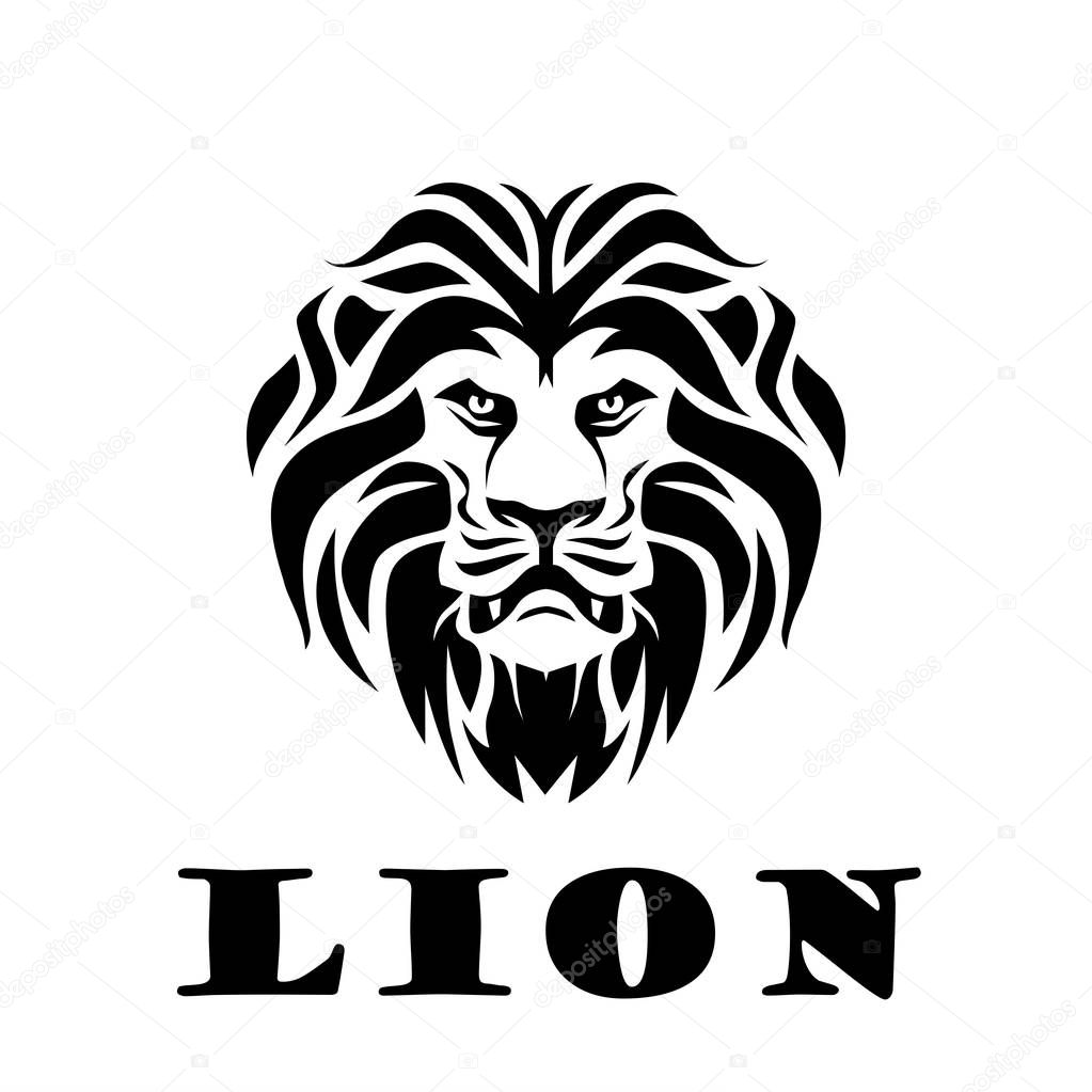 Animal. Wild lion face graphic sign. Pride, strong and power concept . Design element.