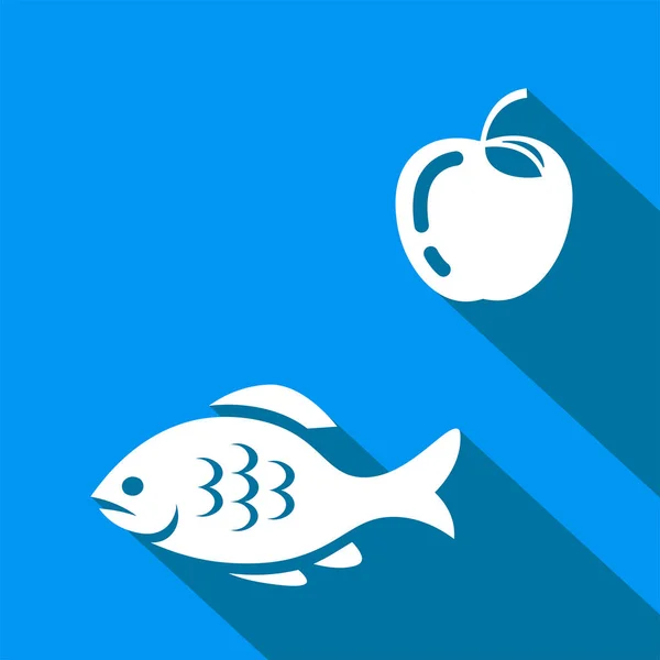 Icona di pesce bianco e blu Vettoriale Stock