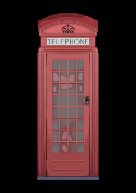 1924 ten İngiliz telefon kulübesi K2 - 3d render - izole - orijinal kırmızı - kroki