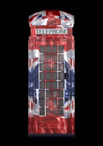 Cabina telefonica britannica K2 del 1924 - Rendering 3D - isolato - Union Jack 02 — Foto Stock