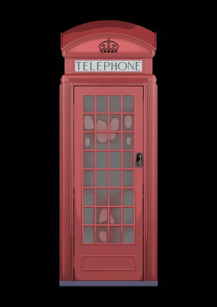 British Phone Booth K2 from 1924 - 3D Rendering - isolated - original red - sketch — Stock Photo, Image