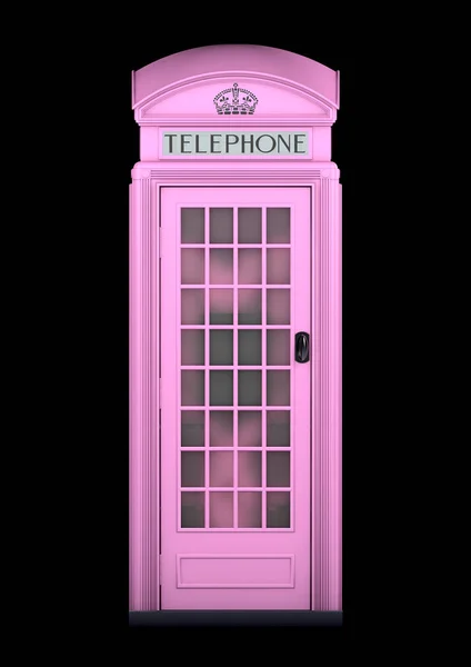 Britse Phone Booth K2 vanaf 1924 - 3d Rendering - geïsoleerd - roze — Stockfoto