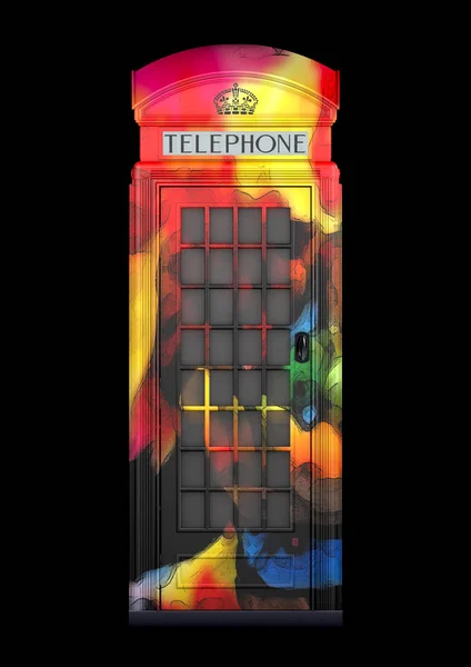 British Phone Booth K2 from 1924 - 3D Rendering - isolated - carnival Stock Picture