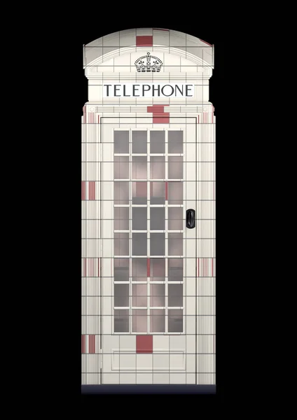 Britse Phone Booth K2 vanaf 1924 - 3d Rendering - geïsoleerd - tegels 01 — Stockfoto