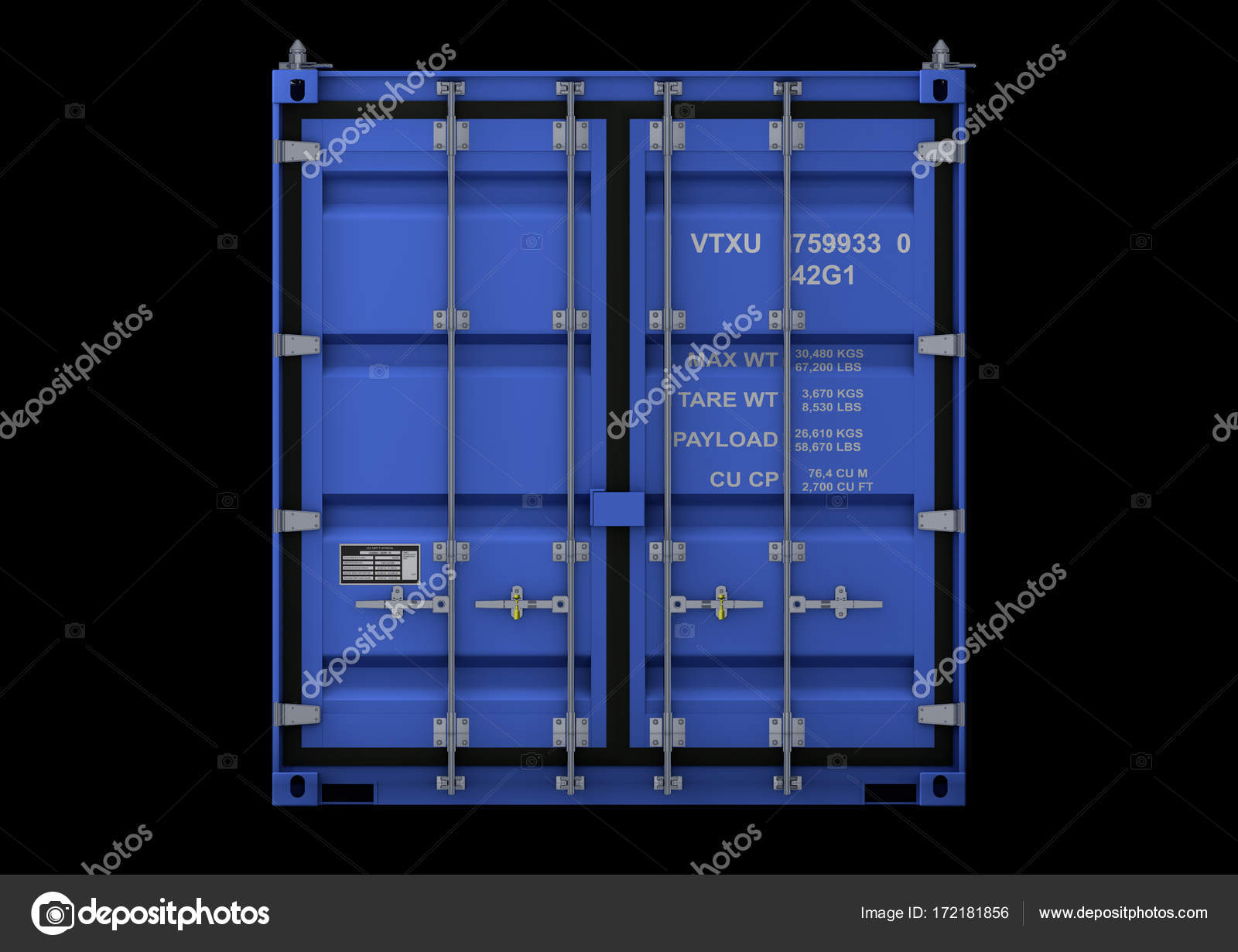ISO Container 40 ft dry van, isolated rendering, blue стоковое фото ...